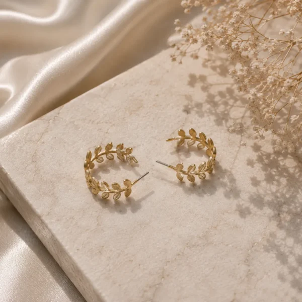 Leaf Vine Hoop Earrings