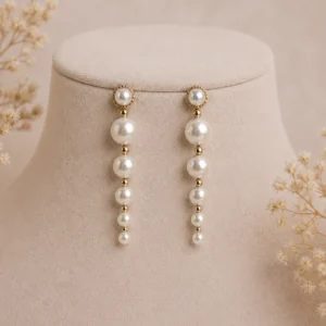 Multi-Layer Pearl Drop Earrings - Image 1