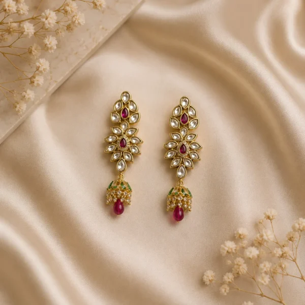 Royal Kundan Ruby Drop Jhumka Earring Royal Kundan Ruby Drop Jhumka Earring