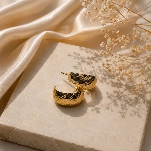 Textured Dome Half Hoop Earrings