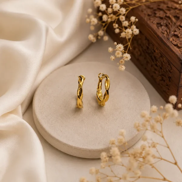 Twisted Knot Gold Hoop Earrings