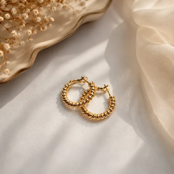 Beaded Gold-Tone Hoop Earrings